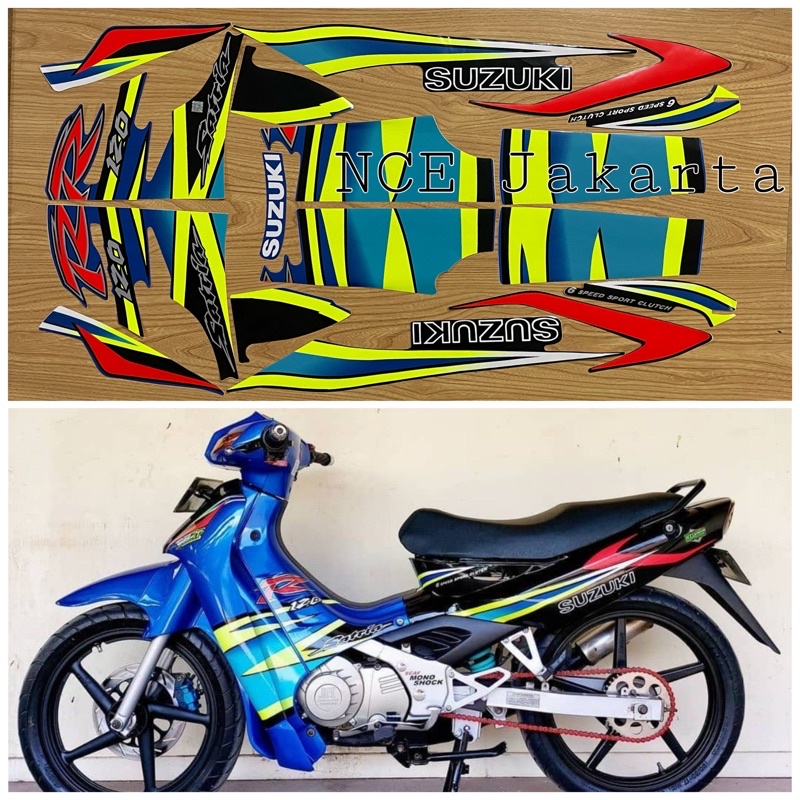 SL02 STIKER STRIPING MOTOR SATRIA KOTAK LUMBA BIRU HITAM LIS STABILO