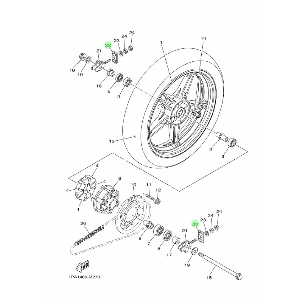 BESI END PLAT TAHANAN ANTING STELAN RANTAI RANTE VIXION NEW LED BK8 NVL NVA WR 155 ORI 1PA-F2174-00