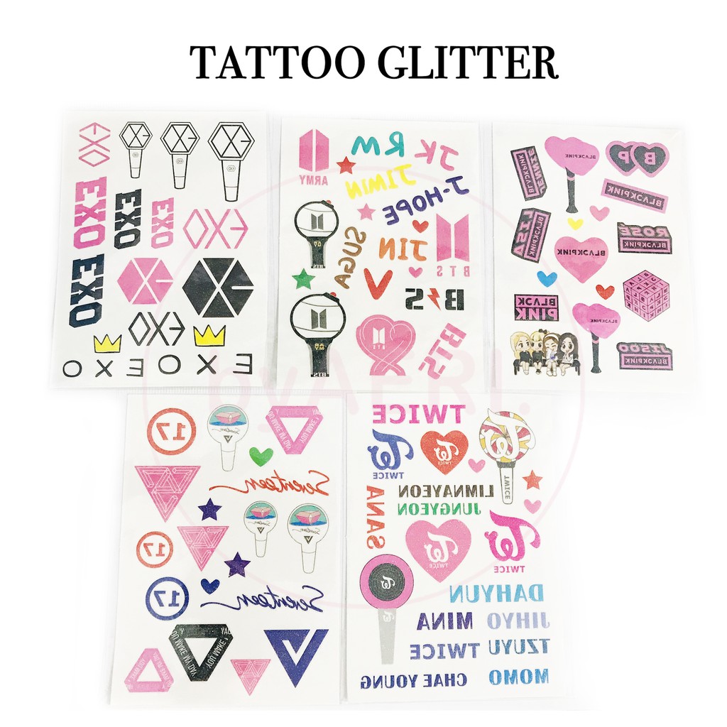 TATTOO KPOP Special Edition (E X O, B T S, N C T, GOT7, SEVENTEEN, BLACKPINK, TWICE temporary tattoo)