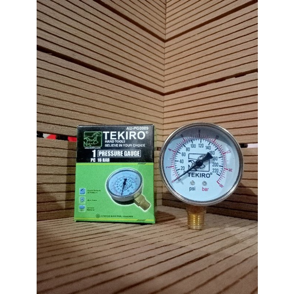Tekiro Pressure Gauge 16 Bar, Amper Kompresor, Alat Ukur Tekanan Angin