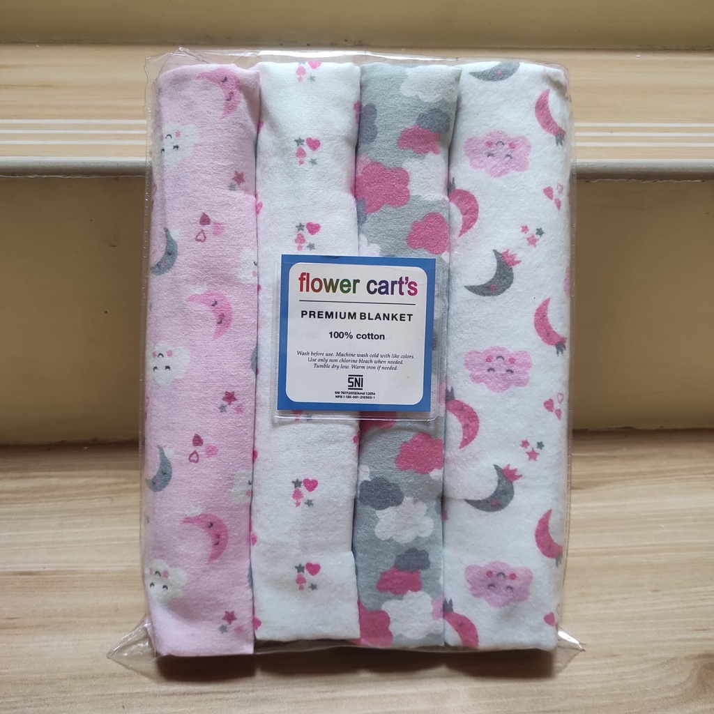 Bedong Bayi Motif Lembut 4in1 Perempuan Laki-Laki Bahan Katun Flanel Perlengkapan Bayi Baru Lahir