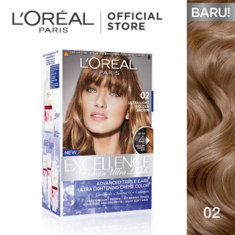 L'Oreal Paris Excellence Fashion Ultra Light Hair Color #02 Golden Brown [Pewarna Rambut