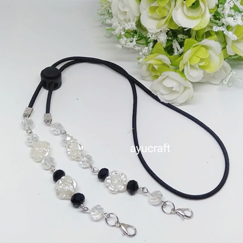 strap masker mawar kristal 1pcs(beli 10pcs free 2pcs)