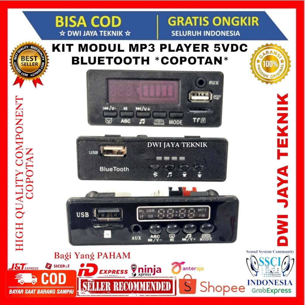 KIT MINI AMPLIFIER USB MP3 BLETOOTH FM PLAYER 5VOLT DISPLAY DIY COPOTAN