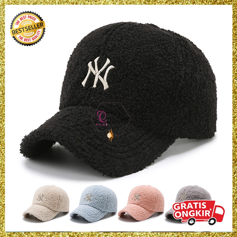 Topi Pria Wanita Baseball Korea Bordir NY Motif Bulu Fashion Casual Sporty BSAI