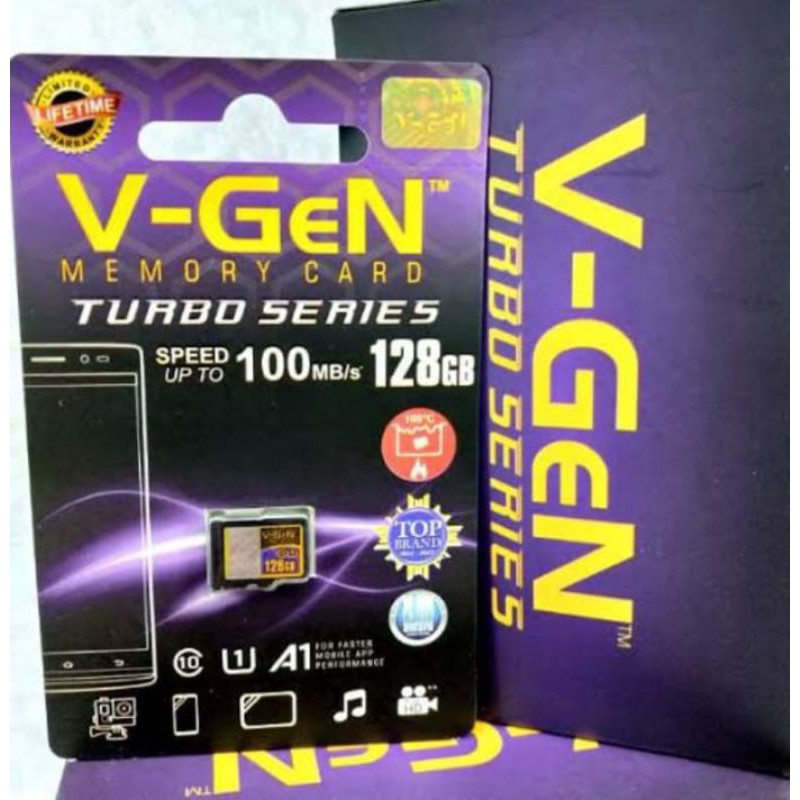 MEMORY CARD V-GEN  CLASS 10 TURBO SERIES SPEED 100mbps V-GEN. 128GB