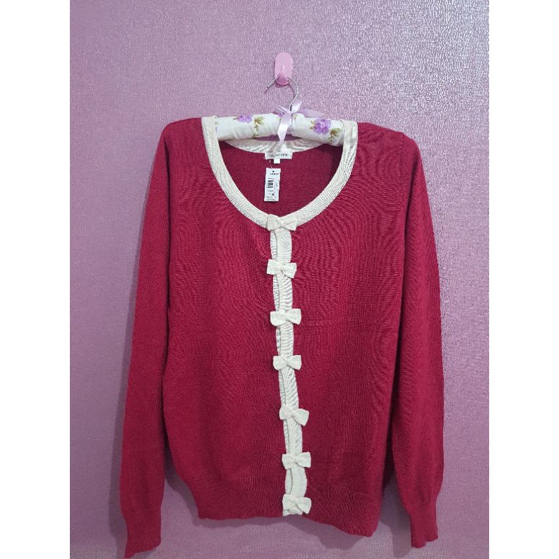 Cardi cantik pita maroon pastel brand Glacier