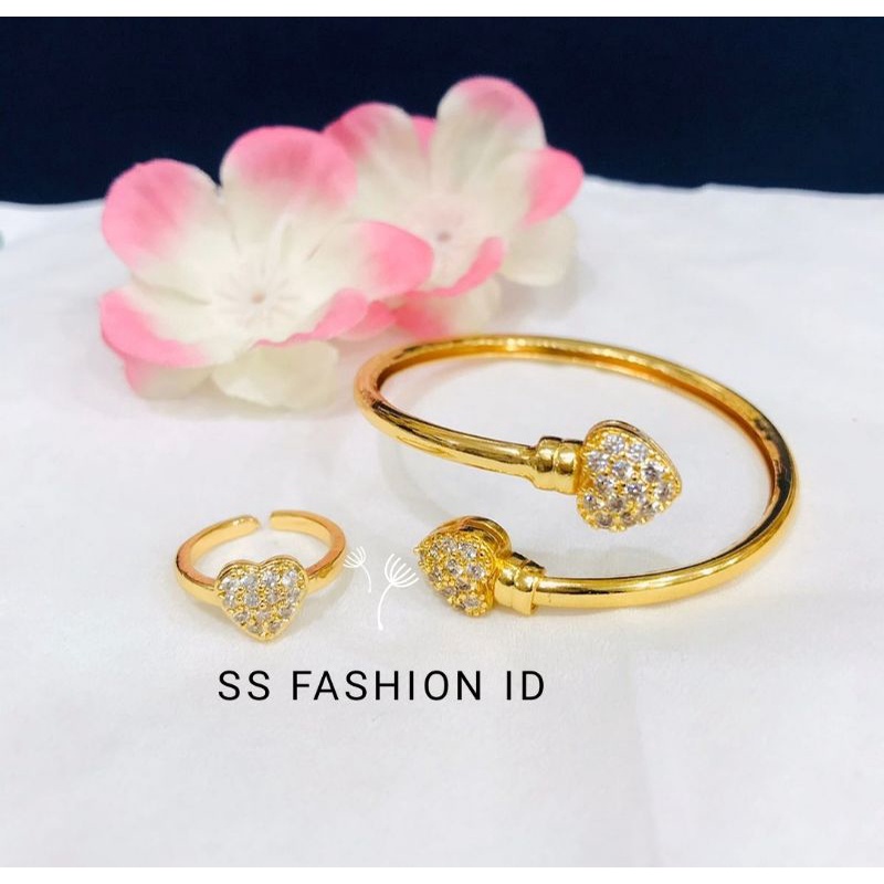 Gelang bangkok anak motif love free cincin anti karat anti luntur