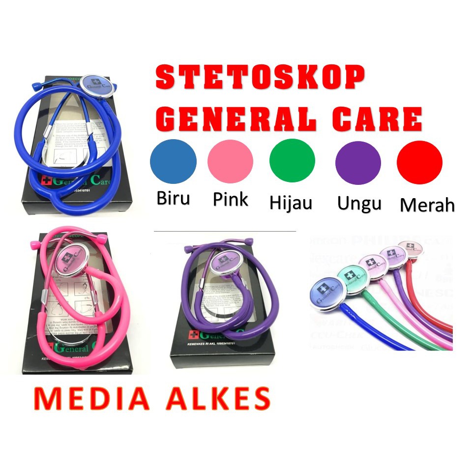 Free Ongkir Stetoskop General Care GC Stethoscope Economy Ekonomi Warna Pink Hijau Biru Merah Ungu