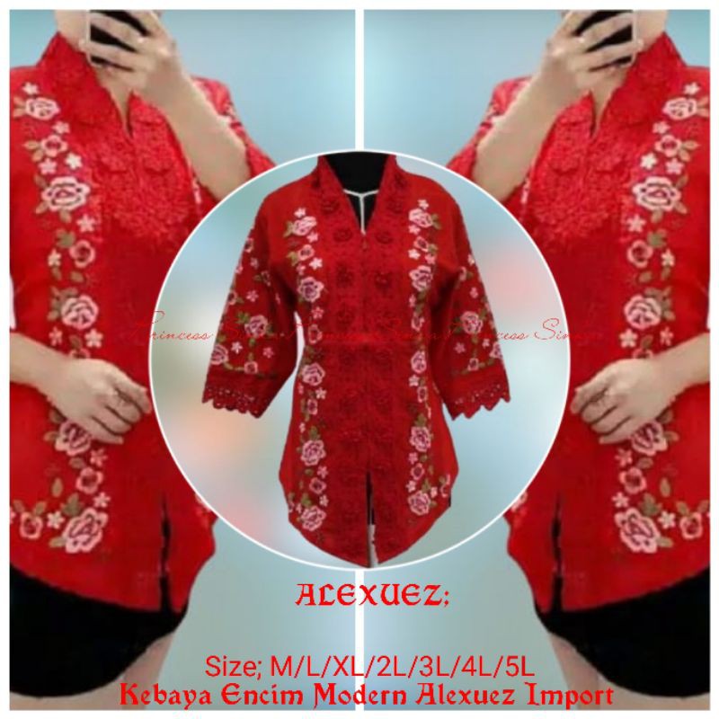 Promo Kebaya Encim Senada Modern Katun Import Aplikasi Brukat Renda  Bordir Abaya Wanita