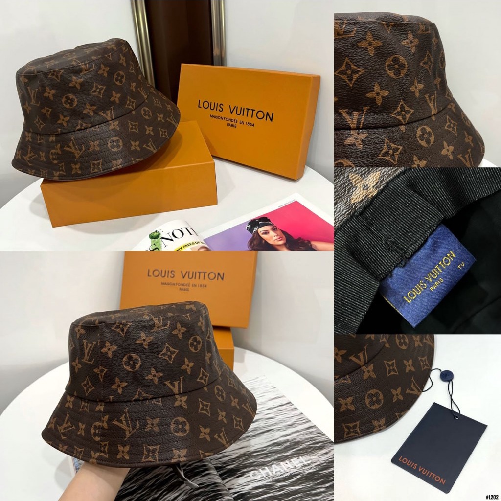 TOPI Monogram Leather Cap Hat One Size L202