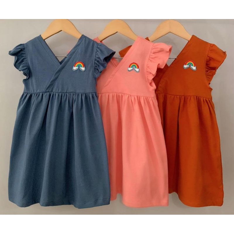 PILIH WARNA Dress Patch Pelangi Smilee 1-5 tahun | Dress Bahan Kaos