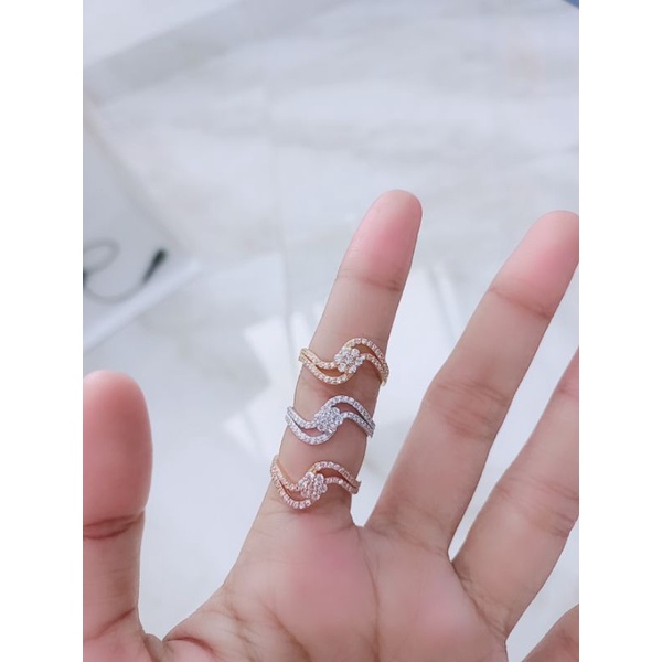 cincin spiral bunga full mp / cincin perak asli silver 925 lapis emas / cincin fashion wanita impor