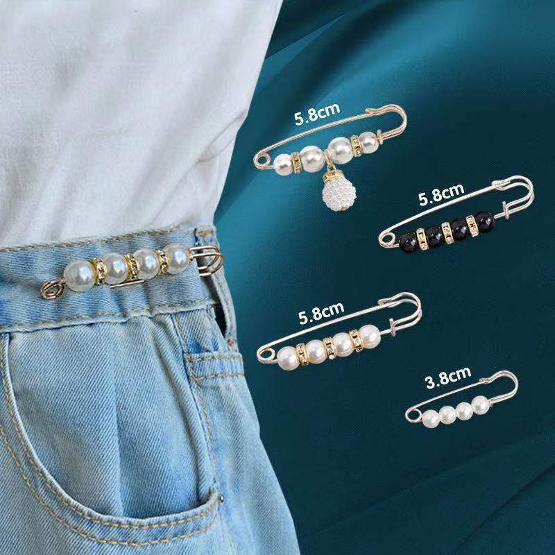 13pcs / set Bros Pin Buckle Mutiara Besar Untuk Kerah Pakaian Wanita