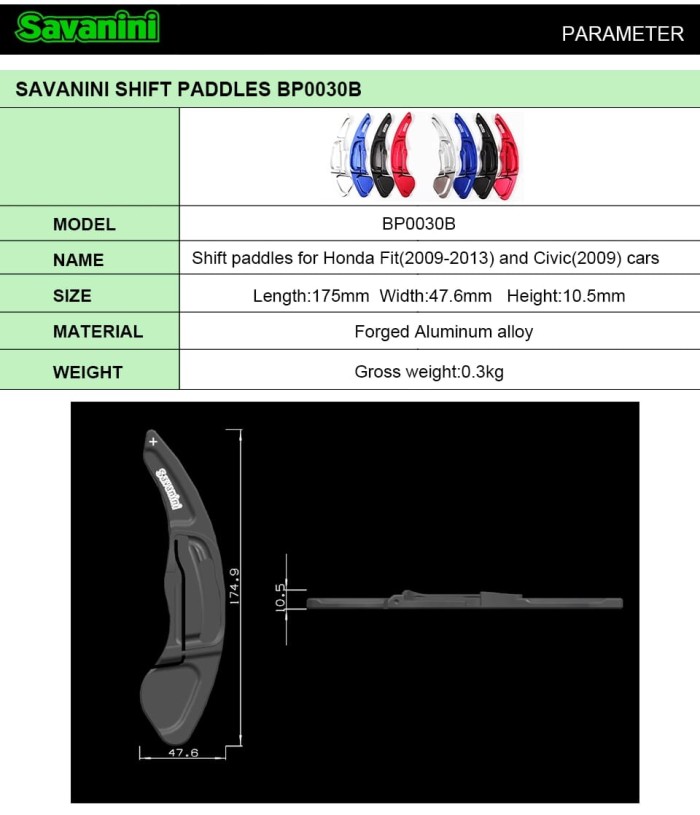 Savanini Paddle Shift Honda Civic FD 2009, Jazz GE8, CRV, City 2009 - 2013