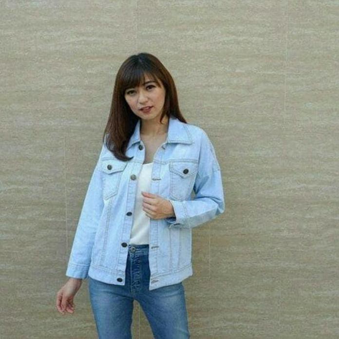 Jaket Jeans Bershka Wanita Oversize High Quality