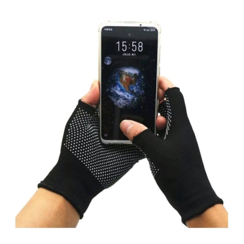 TOKO KL | HITAM SARUNG TANGAN TOUCH SCREEN Sarung tangan rajut setengah jari buntung anti slip dewasa