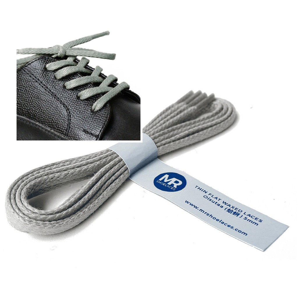 MR Shoelaces TH25 Oisutaa (Gray) Tali Sepatu Lilin Gepeng Thin 3-4mm (Waxed Laces) 50cm 80cm 100cm 120cm 150cm Abu