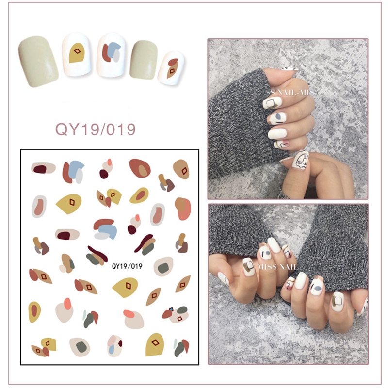 Qy19/019-036 Stiker Nail Art Motif Kartun Bunga/Hewan/Buah/Pelangi/Smiley Untuk Manicure Anak/Dewasa