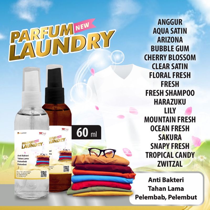 Parfum laundry wangi segar tahan lama kemasan spray 60 ml