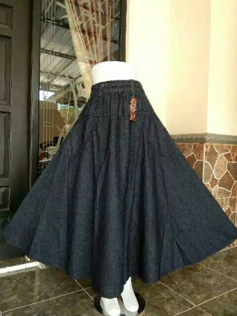 Rok Wanita Payung - Soft Jeans ( Standar-Jumbo)