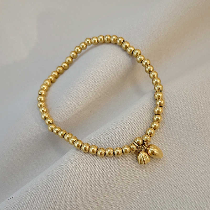 Gelang Fashion Baja Titanium Gelang Temperamen Sederhana Gaya Baru Lotus Rantai Perhiasan Gelang Manik Bulat Kecil