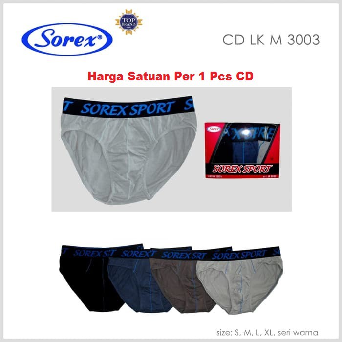 CD Cowok Size Standard &amp; JUMBO Katun 100% Sorex M 3009 - M 3007 - M 3003 / Celana Dalam Kolor Pria Laki-Laki