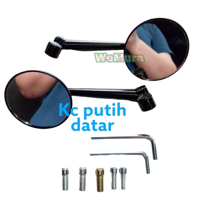 Spion bulat Jokowi kaca cembung motor universal hitam besi fleksibel