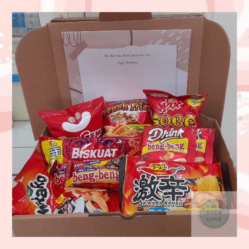 

[GIFT BOX] Snack Box / Kado Ulang Tahun / Kado Wisuda Versi Merah