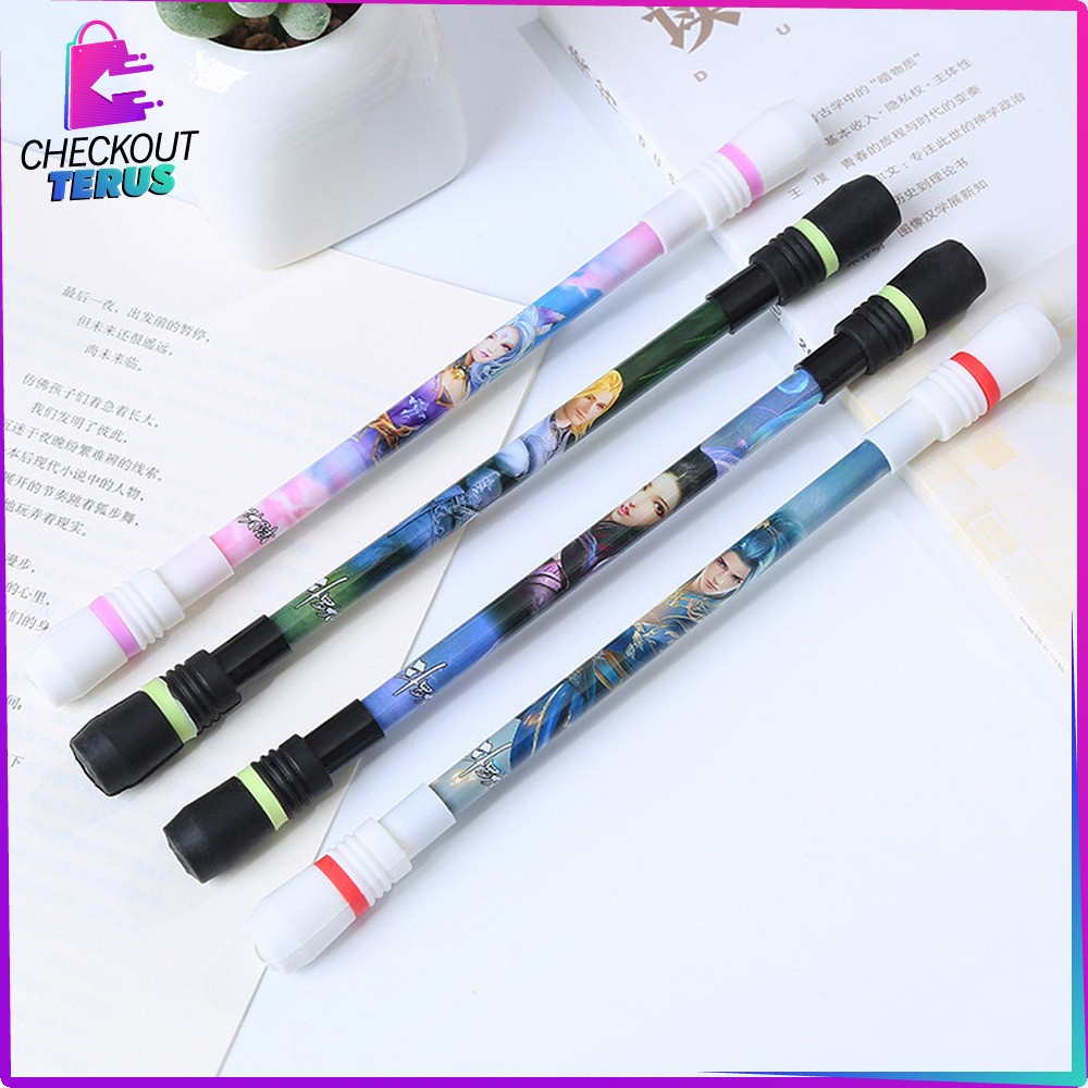 CT A38 Pena Pulpen Putar Mainan Anak Pen Spinner Balance Pulpen Putar Karakter Anti Stress Alat Tulis Pulpen Jel