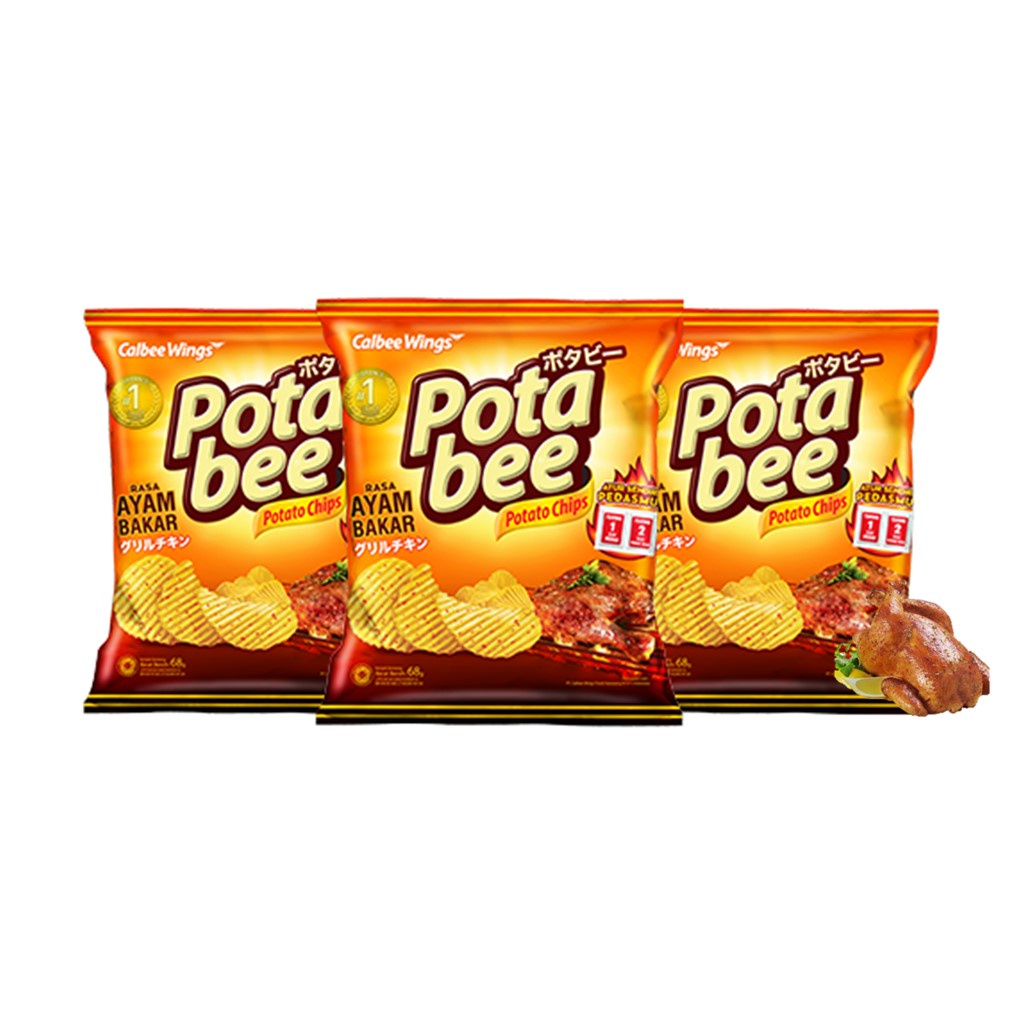 Potabee Keripik Kentang Ayam Bakar 68 gr x3