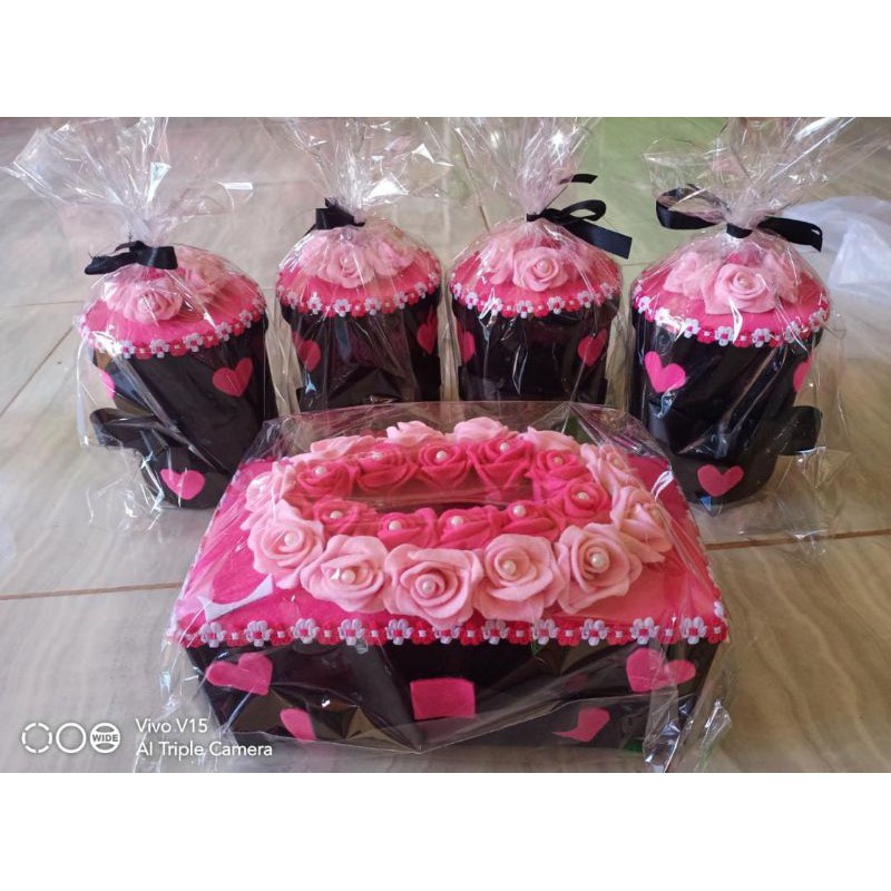 Toples set Flanel flower Lebaran