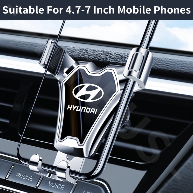 Hyundai Stand Handphone Universal 4.7-7 inch Dapat Berputar 360 Derajat Ventilasi Ac Mobil Holder Handphone Untuk Getz Accent Atoz i20 Trajet H1 i10 Kona Santa Fe