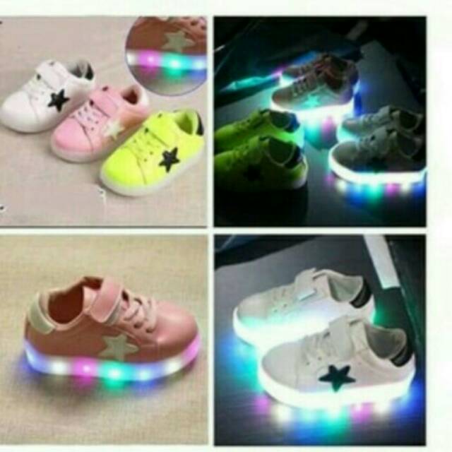 Sepatu anak start lampu nyala LED/  sepatu nyala import