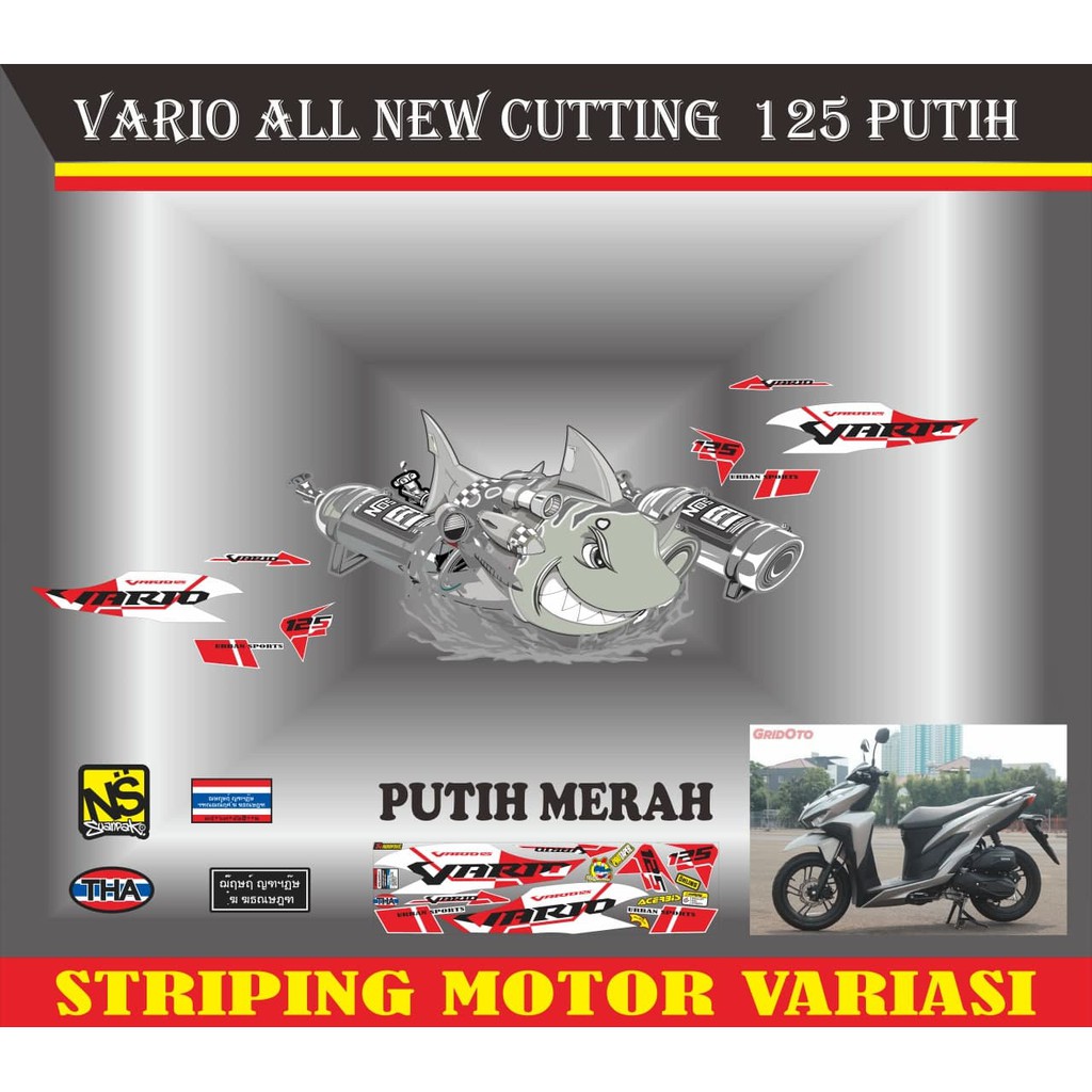 striping stiker motor vario all new cutting 125 putih