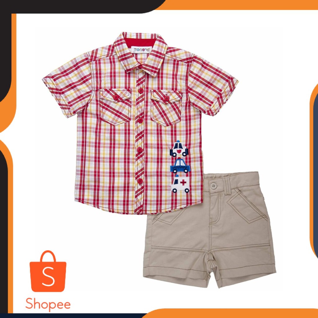 BEST SELLER - Baju Anak Laki-Laki Torio Fun Cars Preppy Set