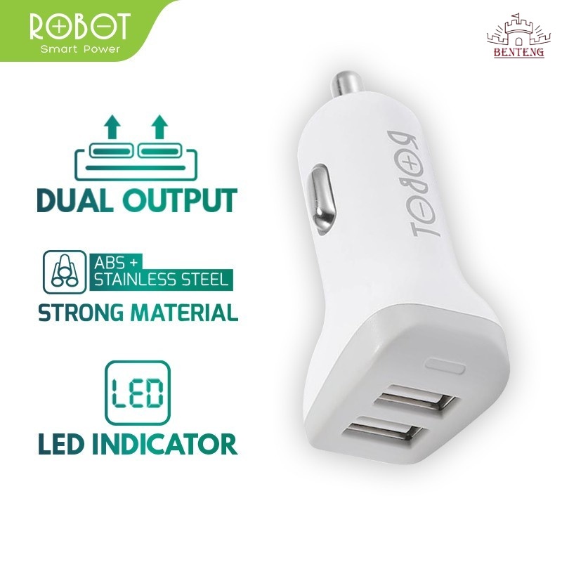 RT-C06 Robot Saver Car Charger Mobil 2 USB Fast Charger