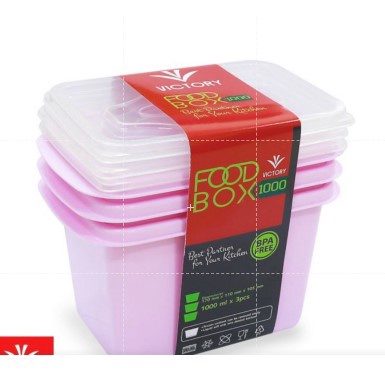 3 Kotak Makan Plastik 1000 ml Victory tersedia / box makan foodgrade