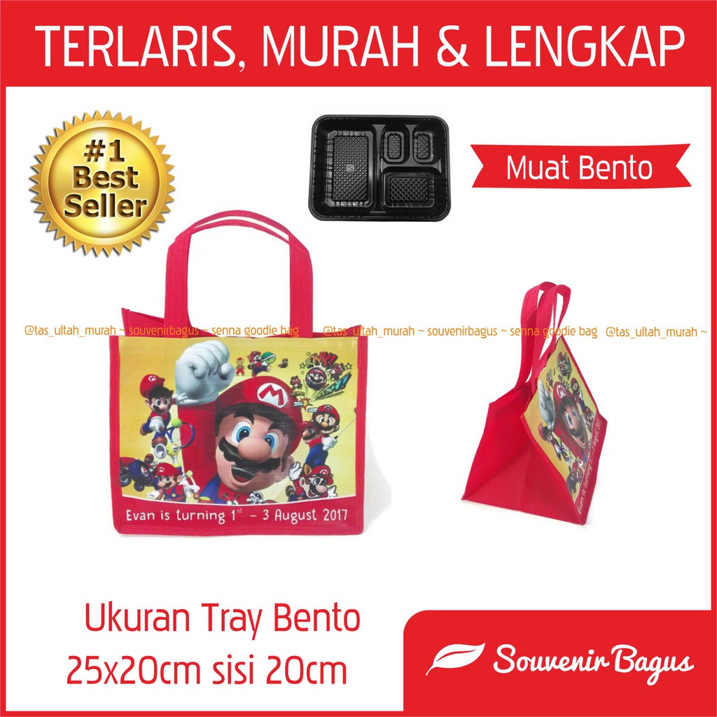 Tas Ultah Murah Ukuran Tray Bento TEBAL TAS SOUVENIR BENTO SISI LEBAR CUSTOM JAKARTA KUDUS