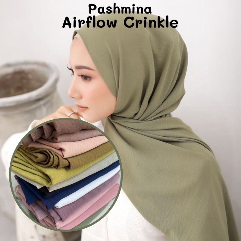 GS Pashmina Airflow Crincle Premium Tanpa Setrika