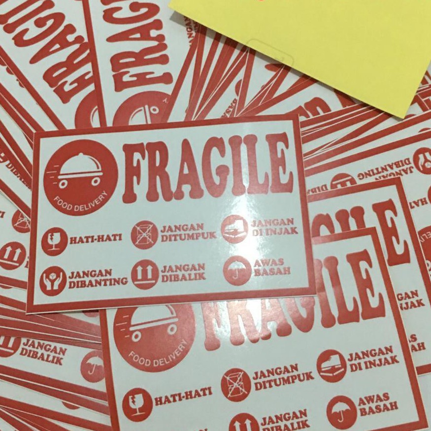 STIKER FRAGILE MAKANAN ISI 10,STIKER FRAGILE FOOD,STIKER FOOD DELIVERY,STIKER PENGIRIMAN MAKANAN