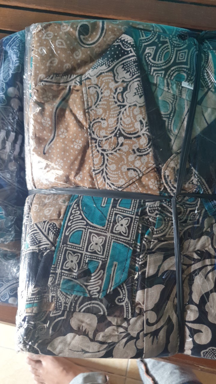 Kemeja Batik Pria Lengan Panjang Size M L Xl Xxl  Bswart Batik Hrb026 Kenongo Hem Panjang Padi