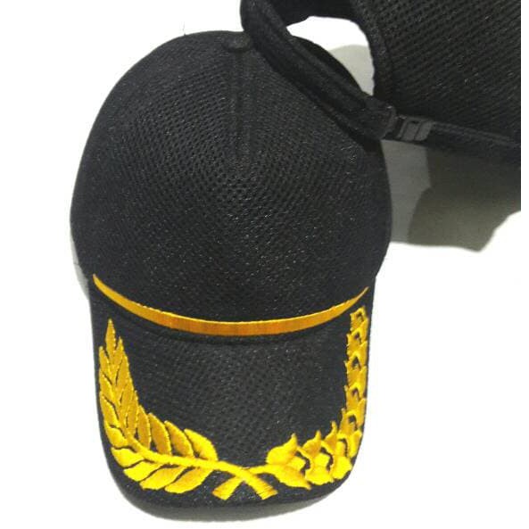 Topi padi kapas full jaring dobel mess hitam polos