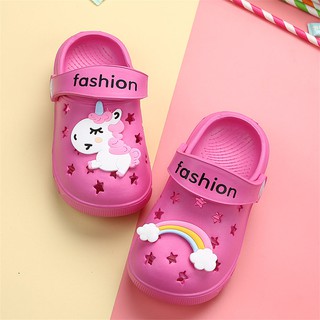 Sepatu Sandal  Bahan Karet  Motif Unicorn untuk Anak 