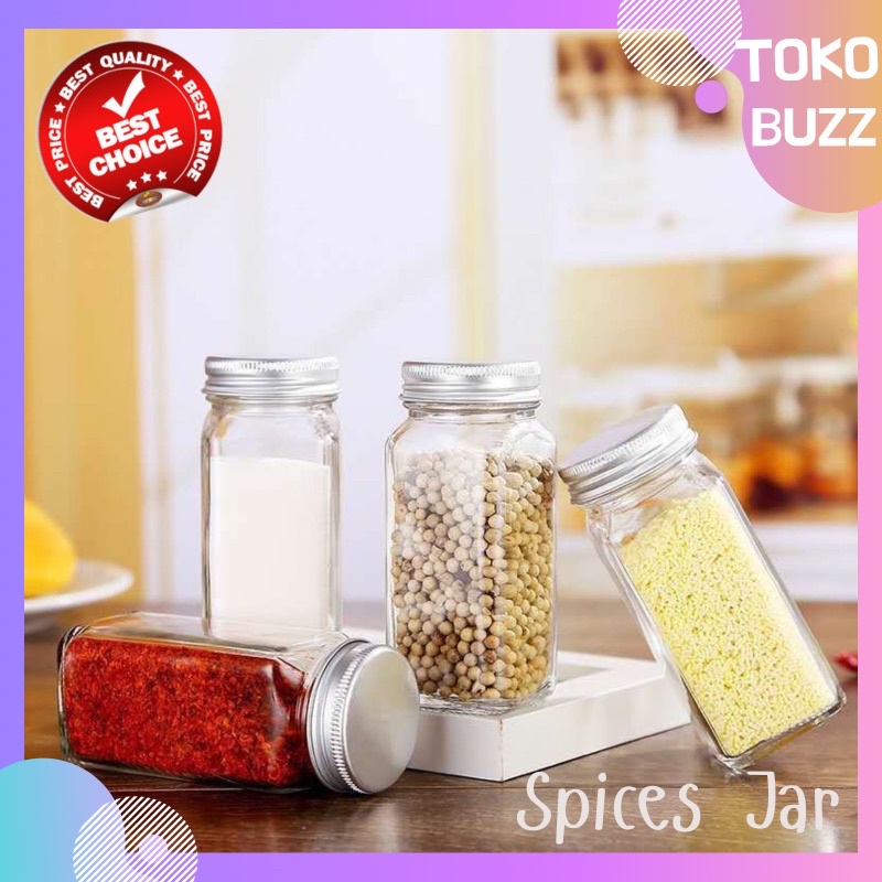 Tempat Bumbu Garam Merica Lada Rempah / Botol Bumbu Kaca / Spices JAR