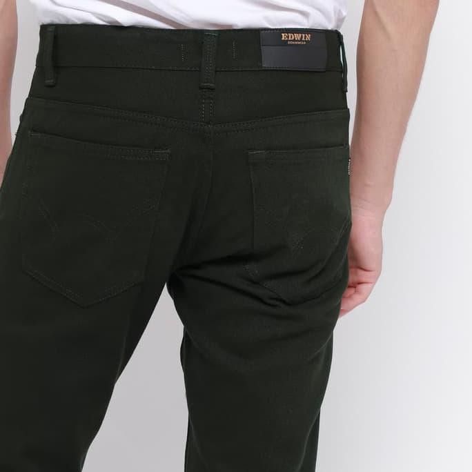 New Product Edwin Celana Jeans Milan-018 Regular Fit Pria Panjang Army Green Free Ongkir