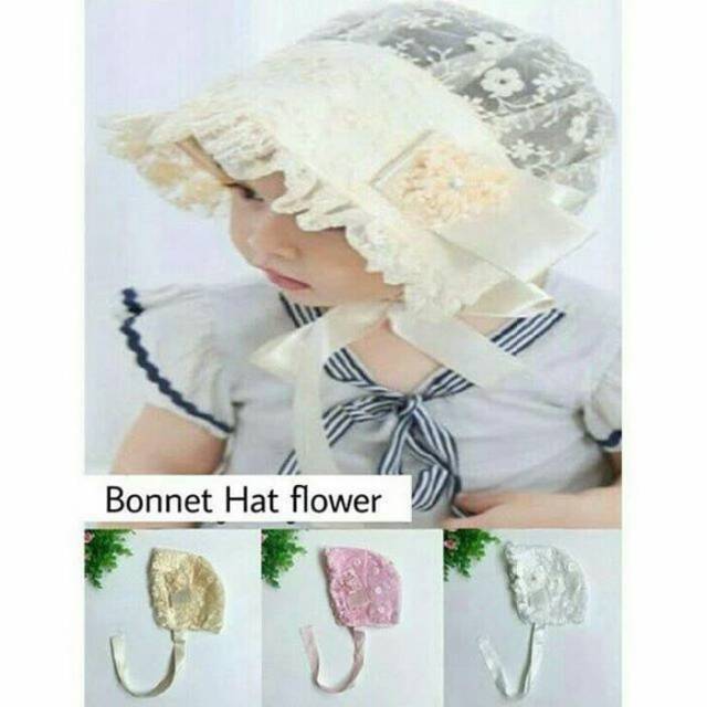 Topi Anak bayi  lucu - Bonnet Hat Flower