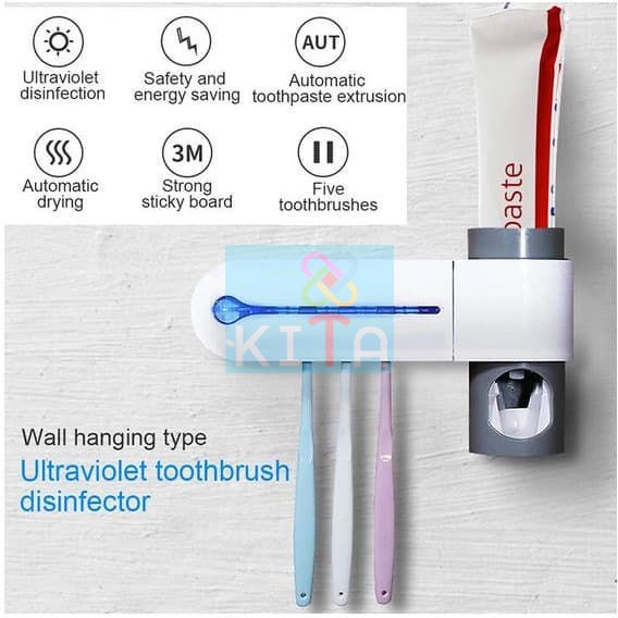 Dispenser Odol Steril UV Anti Bakteri Virus Kuman Sikat Gigi 2in1 CE Toothpaste Toothbrush Sterilizer