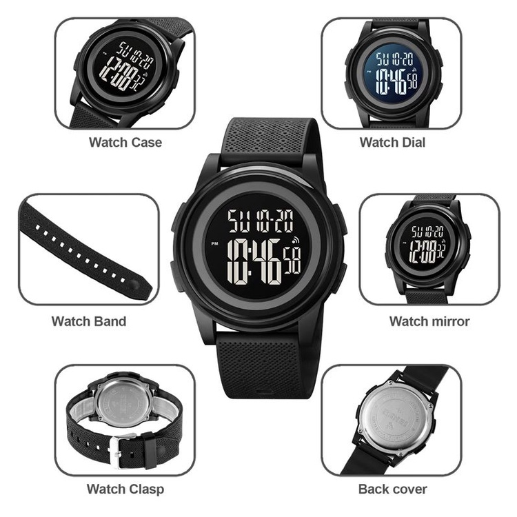 SKMEI 1895 Jam Tangan Pria Wanita Digital Chronograph Sport Watch Anti Air Tali Rubber WATCHKITE WKOS