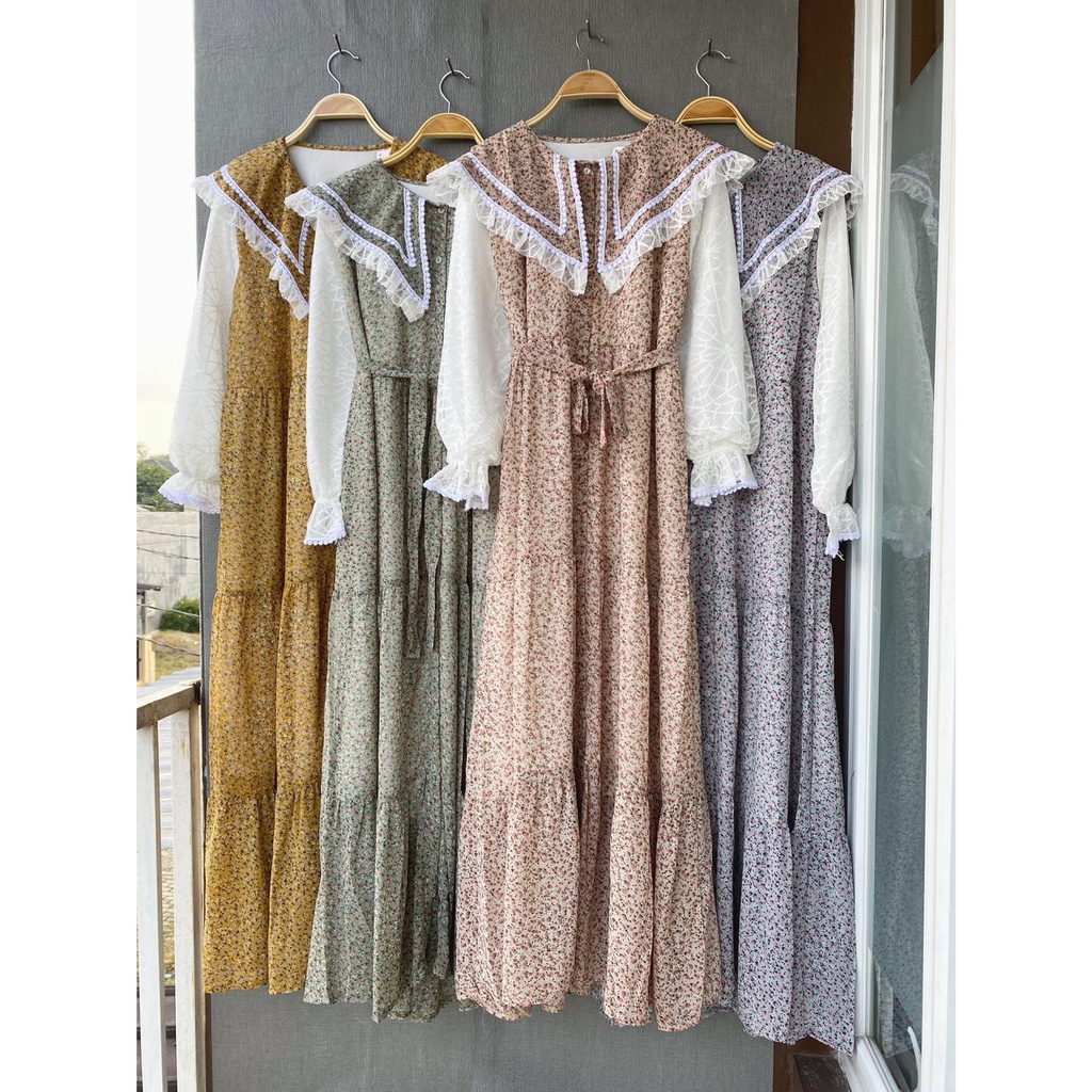 Dianira Maxi, dress brukat premium, gamis mewah, dress etnik Bangkok, gamis brokat, dress busui frie